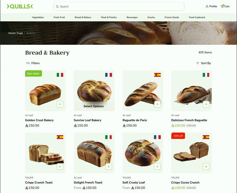 Quills Shopping Cart and Checkout Process